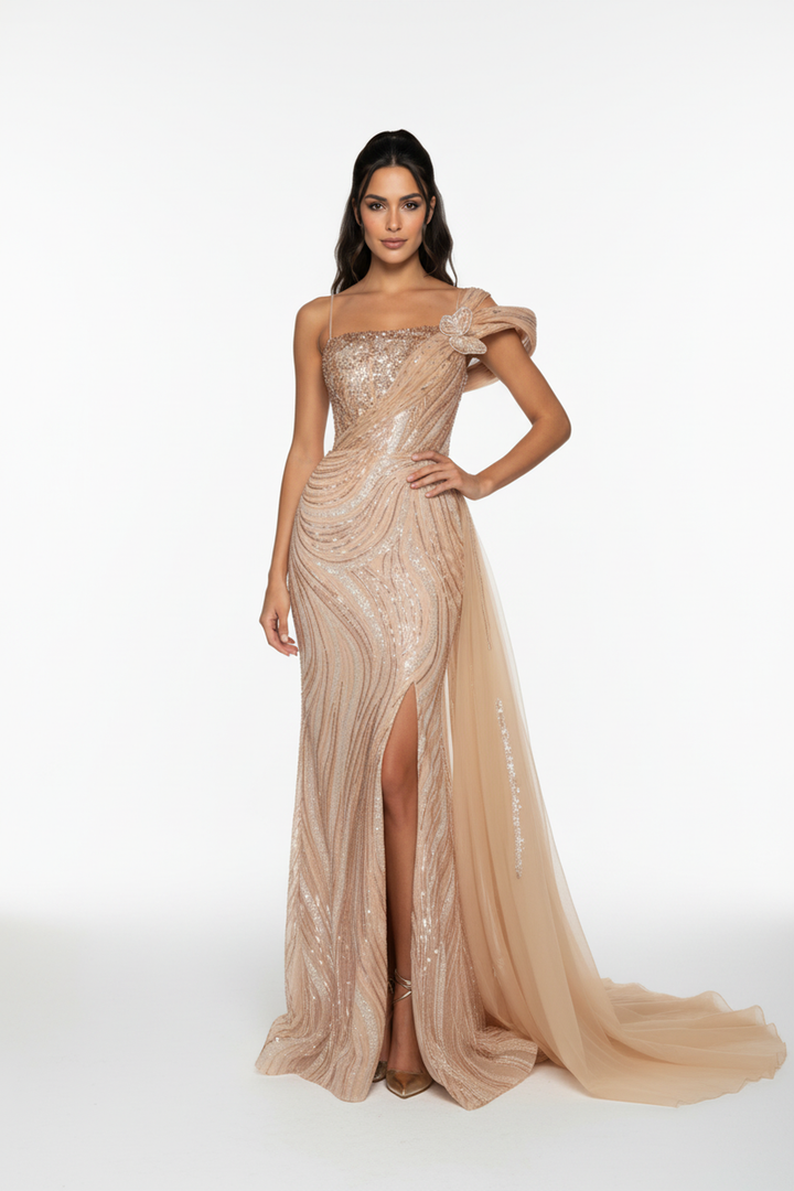 Lila Shimmer Cascade Gown - Hot fashionista
