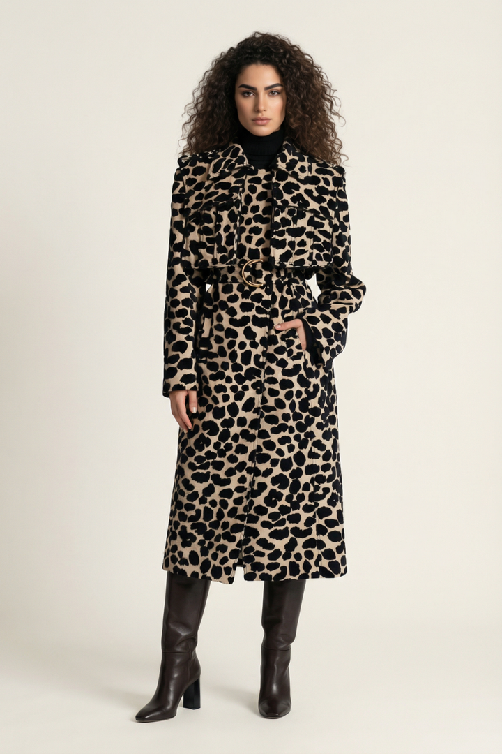 Maren Leopard Print Jacquard Coat - Hot fashionista
