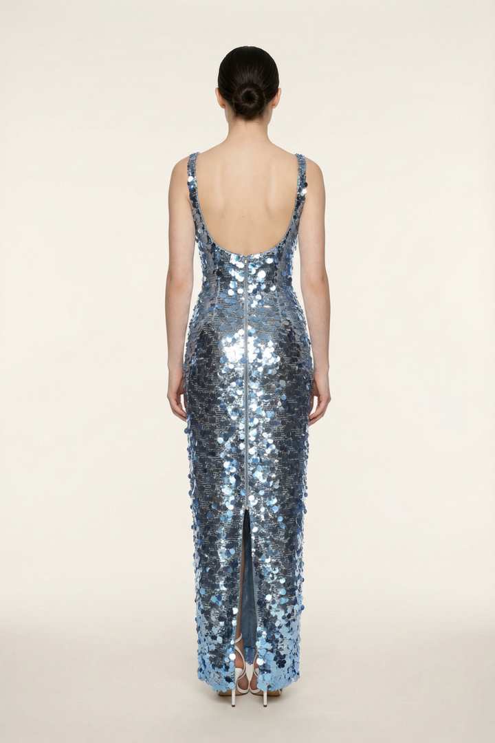 Mabel Deep V Neck Straps Sequined Dress - Hot fashionista