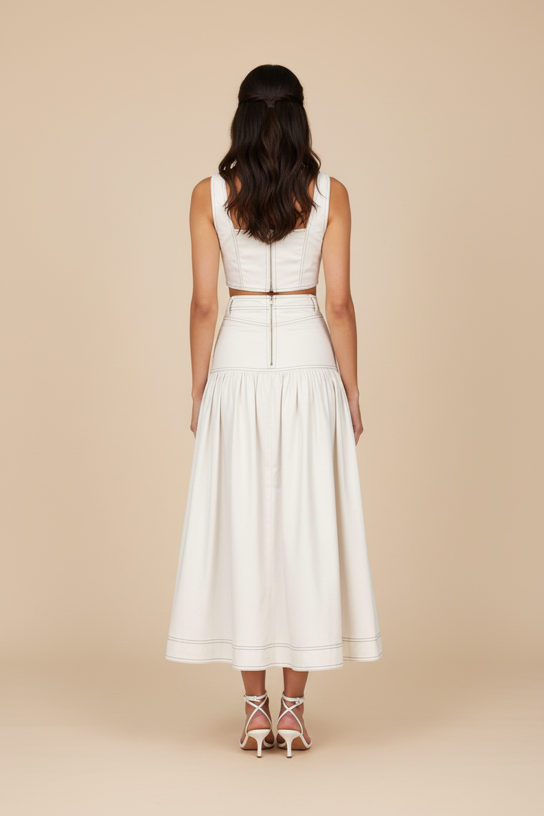 Felicity Classic Style Front Buttons Sleeveless Top & Skirt Set - Hot fashionista