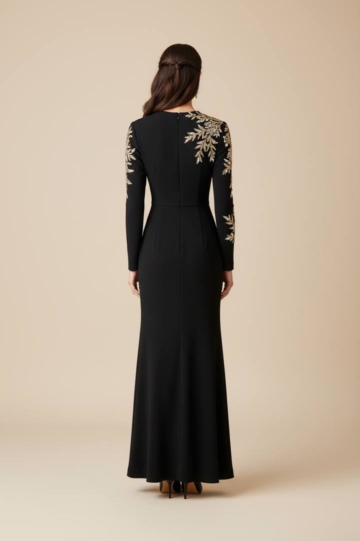 Elise Golden Appliqued Embellished Dress - Hot fashionista