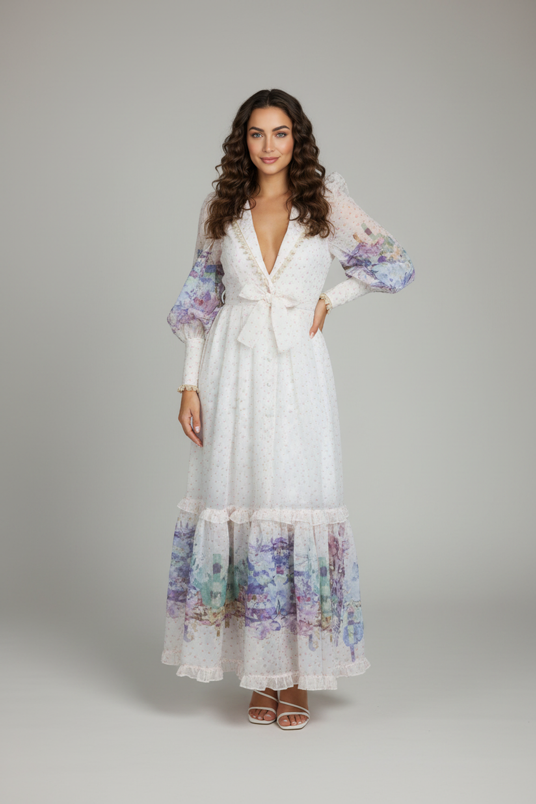 Brooke Open V-Neck Floral Dress - Hot fashionista