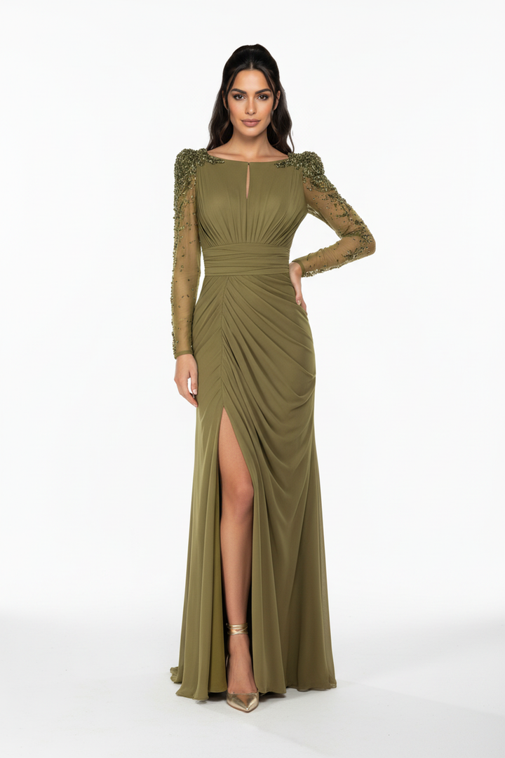 Noelle Long Sleeve Crystal Maxi Dress - Hot fashionista