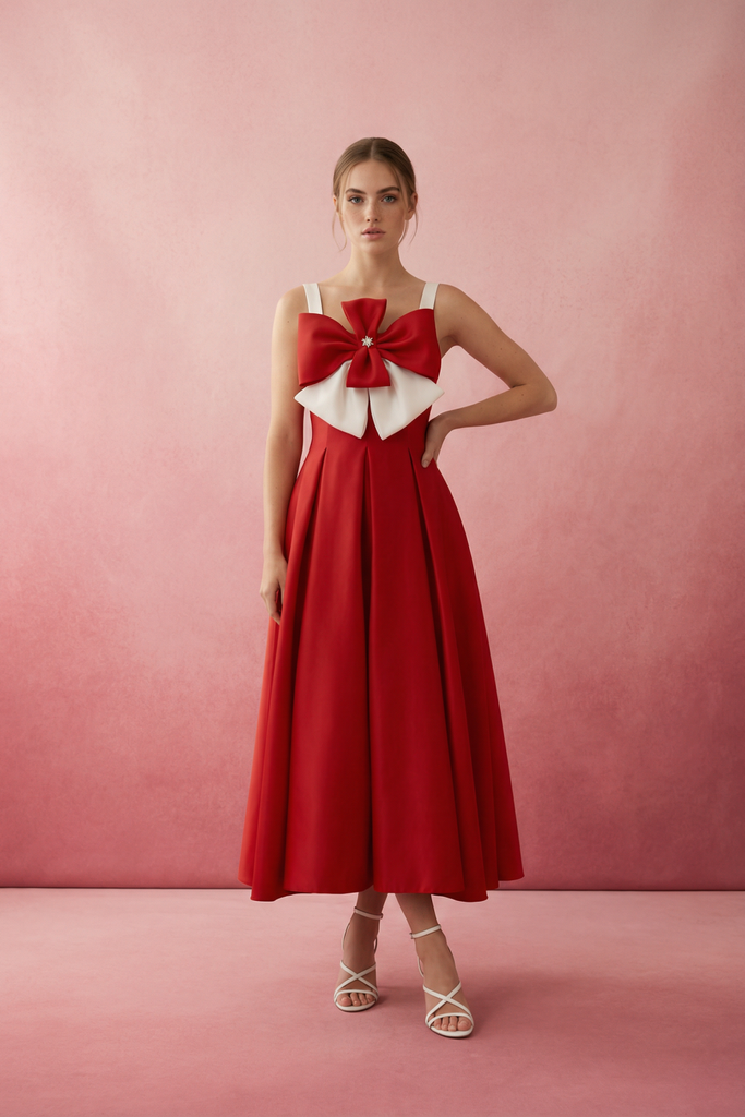 red dress with white bow Raelyn Big Strap – Hot fashionista %20With%20a%20wide%20selection%20of%20sash%2C%20flower%20and%20bow%20to%20your%20little%20girl%20will%20adore%20this%20dress Brown Wool Fit and Holiday look Size:Children's size - Size 2
