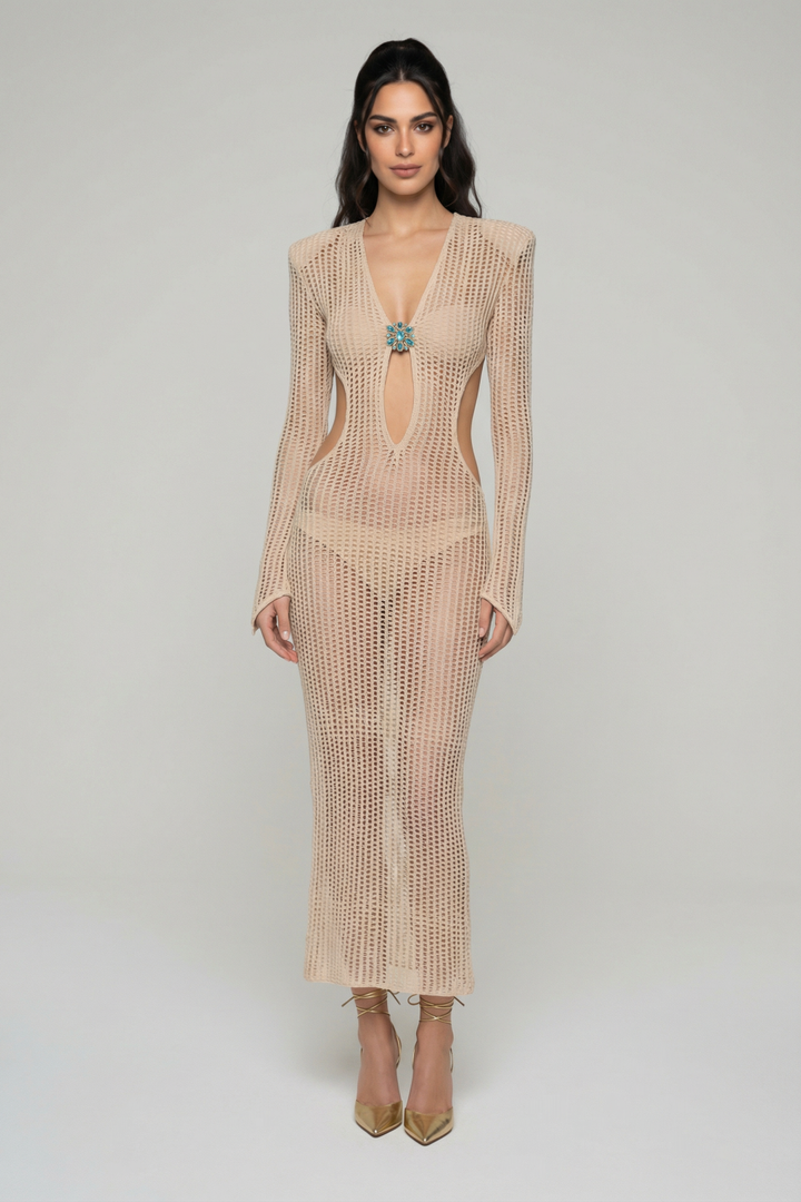 Francesca Open Crochet Knitted Dress - Hot fashionista