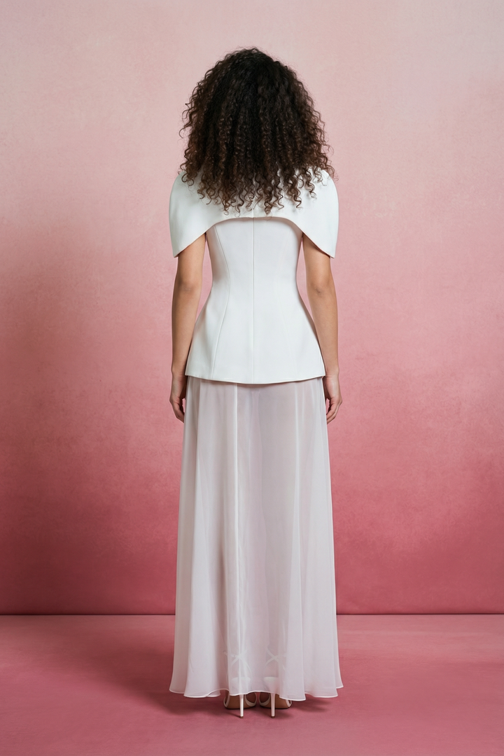 Yvonne Sculpted Shoulder Skirt Set