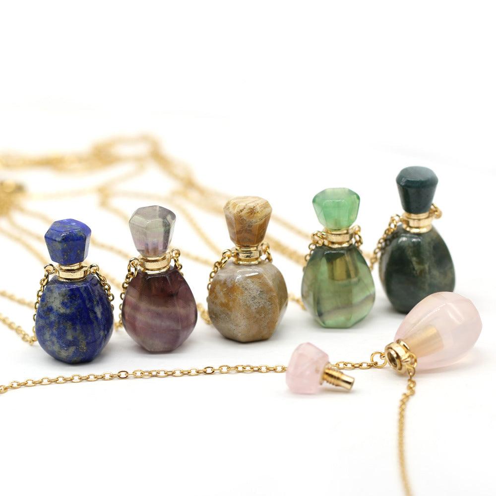 Natille Natural Stone Perfume Bottle Necklace - Hot fashionista