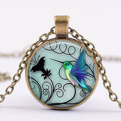 Myrtle Blue Hummingbird Pendant Necklace