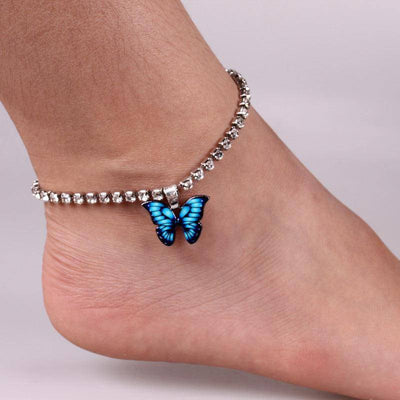 Brynne Rhinestone Butterfly Pendant Anklet - Hot fashionista