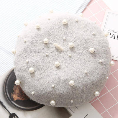 Cashmere Beaded Pearl Beret - Hot fashionista