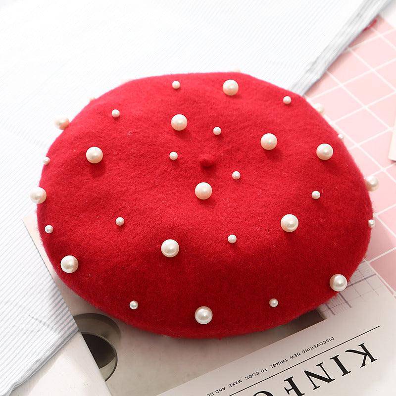 Cashmere Beaded Pearl Beret - Hot fashionista