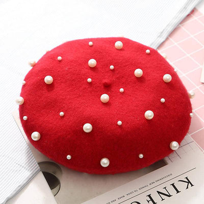 Cashmere Beaded Pearl Beret