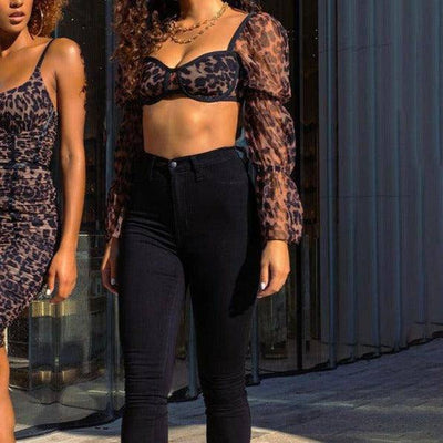Naima Allover Leopard Off Shoulder Crop Top - Hot fashionista