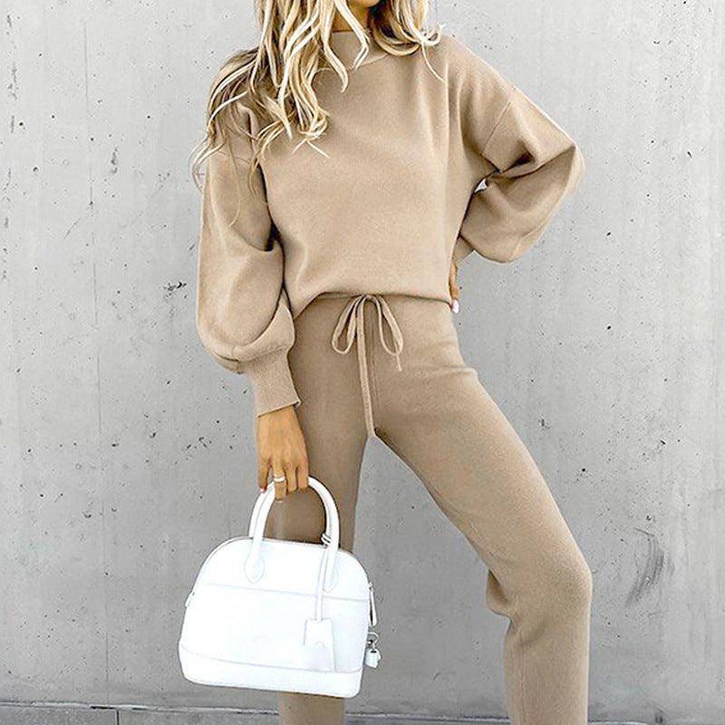 Lilly Solid Pullover Top & High Waist Pants Set
