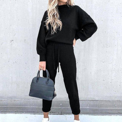 Lilly Solid Pullover Top & High Waist Pants Set - Hot fashionista