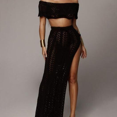 Erika Plunge V Asymmetric  Knitted skirt - Hot fashionista