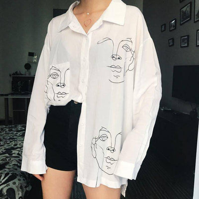 Vivian Figure Print Shirt Dress - Hot fashionista