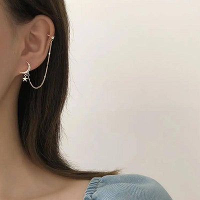 Peronel Zircon Earclip Chain Stud Earrings - Hot fashionista