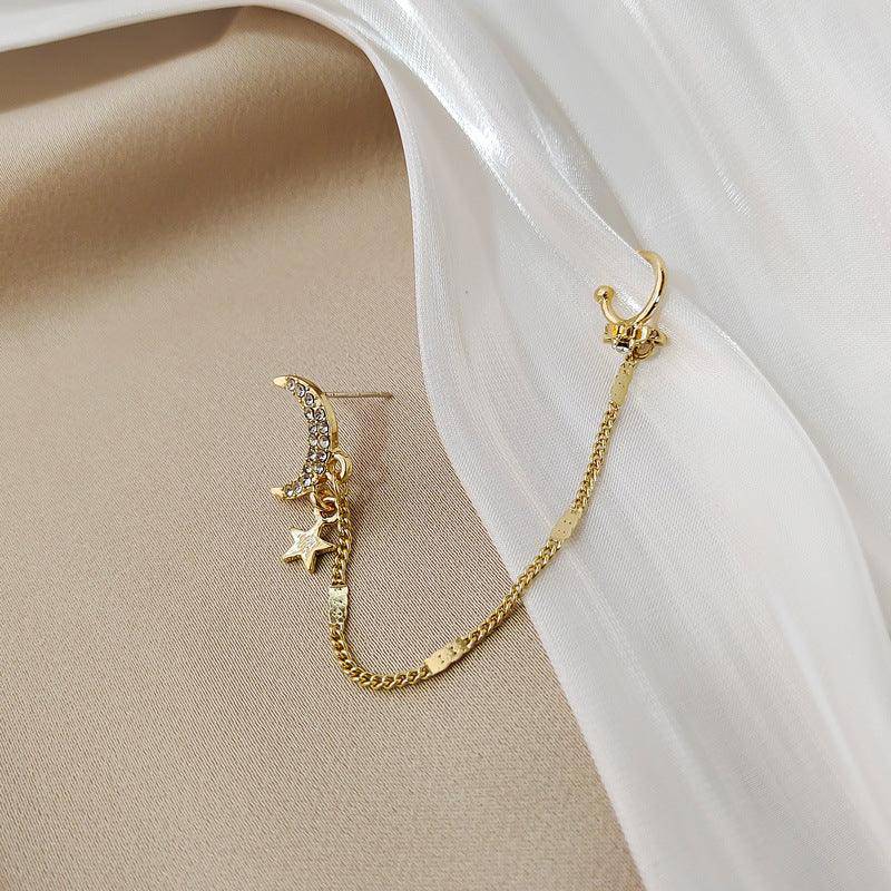 Peronel Zircon Earclip Chain Stud Earrings - Hot fashionista