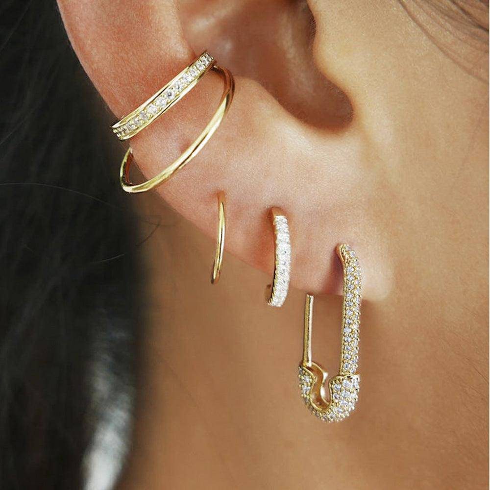 Dina U-shaped Pin Studded Earrings - Hot fashionista