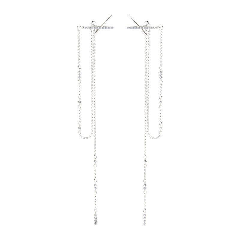 Kasandra Cross Tassel Chain Earrings - Hot fashionista