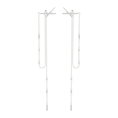 Kasandra Cross Tassel Chain Earrings - Hot fashionista