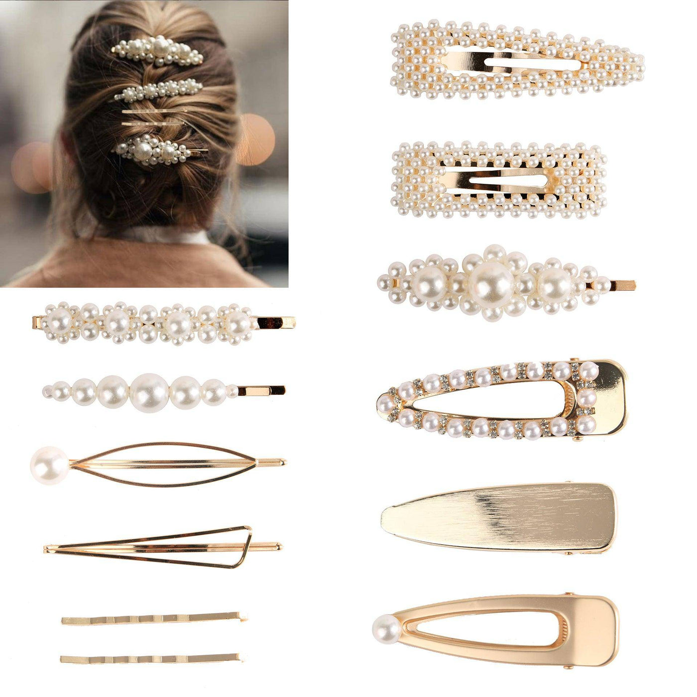Mackenzie Pearl-Embellished Hair Pin Clip Set