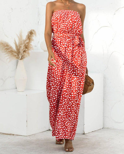 Quinn Allover Print Strapless Wide Jumpsuit - Hot fashionista