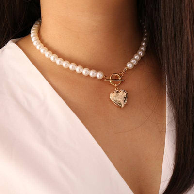 Arabella Heart Pendant Pearl Necklace - Hot fashionista