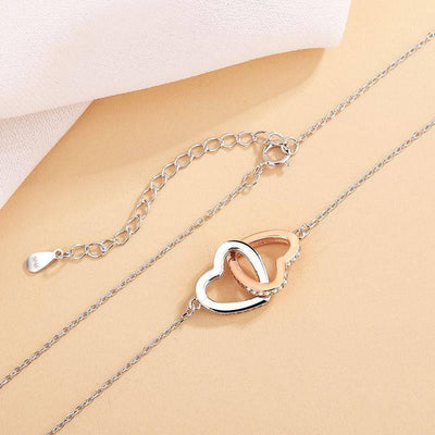 Emma Two Hearts Embellished Necklace - Hot fashionista