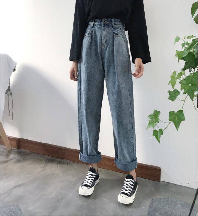 Yuliana High Waist Broad Loose Thin Jeans - Hot fashionista
