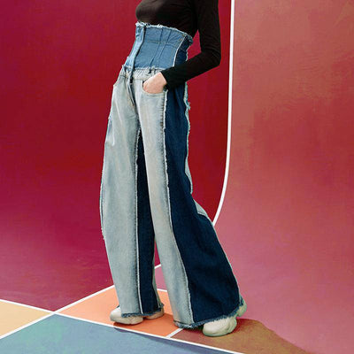 Eliza High Rise Patchwork Wide Jeans - Hot fashionista