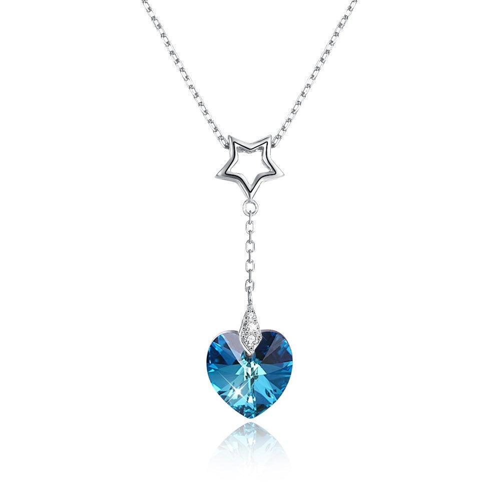 Whilia Sterling Silver Heart Crystal Pendant Necklace
