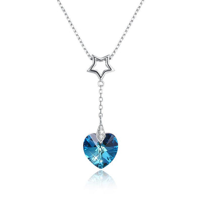 Whilia Sterling Silver Heart Crystal Pendant Necklace