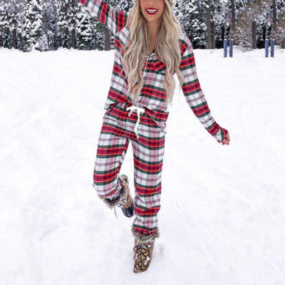 Delaney Checkered Christmas Pajama Set - Hot fashionista