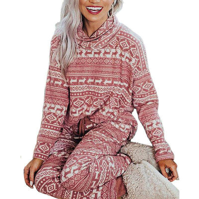 Mollie Allover Reindeer Print Pajama Set - Hot fashionista