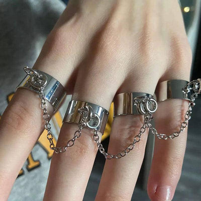 Cary Stainless Four-piece Chain Ring Set - Hot fashionista