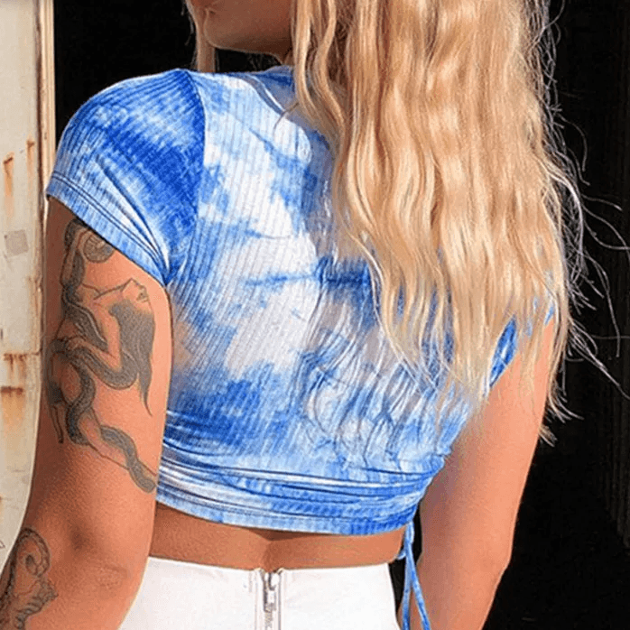 Isabelle Drawstring Tie-dye Crop Top - Hot fashionista