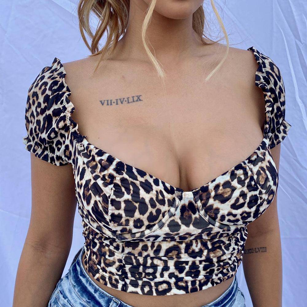 Lilya Allover Leopard Print Short Sleeve Crop Top - Hot fashionista