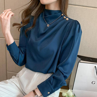 Angelina Solid Satin Loose Blouse