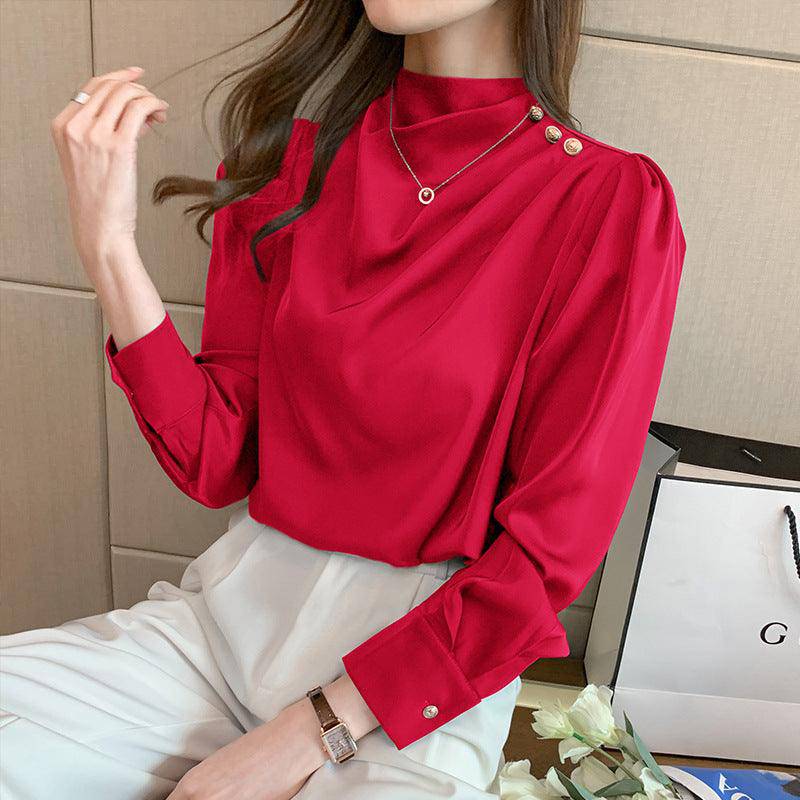 Angelina Solid Satin Loose Blouse