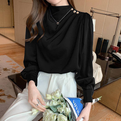 Angelina Solid Satin Loose Blouse - Hot fashionista