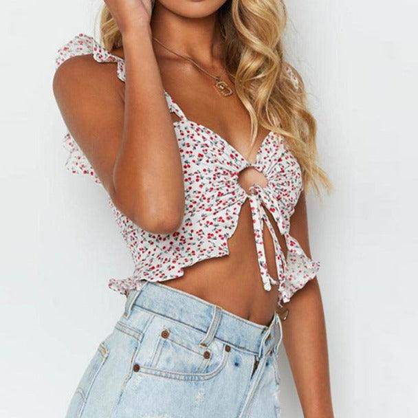 Aubrie Ditsy Ring Linked Crop Top - Hot fashionista