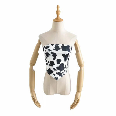 Caylee Cow Pattern Print Bandana Top - Hot fashionista
