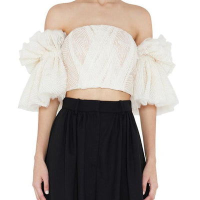 Tania Off Shoulder Melon Sleeves Top - Hot fashionista