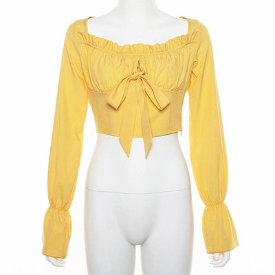 Justice Solid Flounce Sleeve Crop Top - Hot fashionista