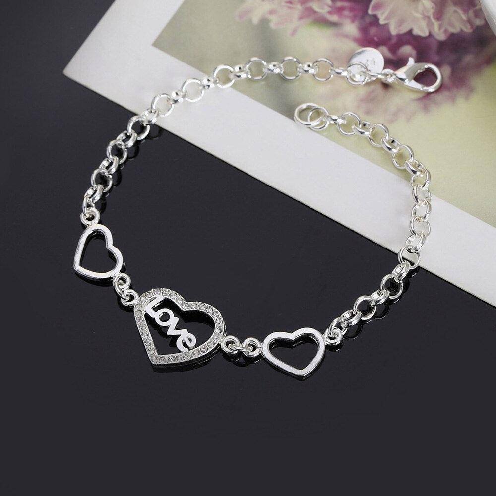 Lorri Silver Heart Cable Chain Bracelet - Hot fashionista