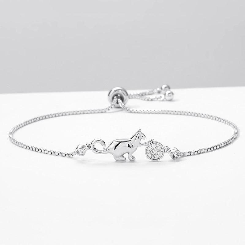 Philipa Silver Plated Cat and Ball Charm Bracelet - Hot fashionista