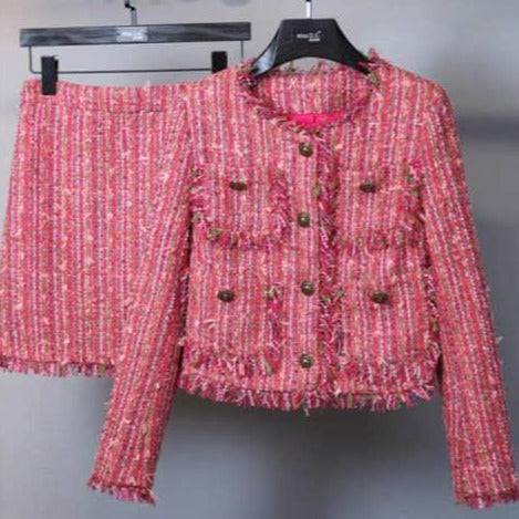 Hahn Long Sleeve Four Pockets Skirt Set - Hot fashionista