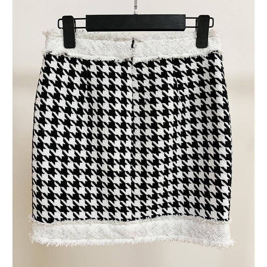 Gabriela Houndstooth Pattern Print Mini Skirt - Hot fashionista